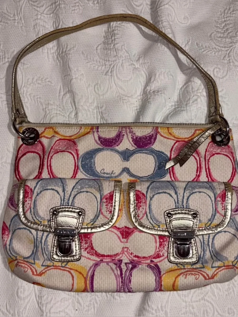 Coach Poppy Dream C Signature Scribble Print Hippie Crossbody
